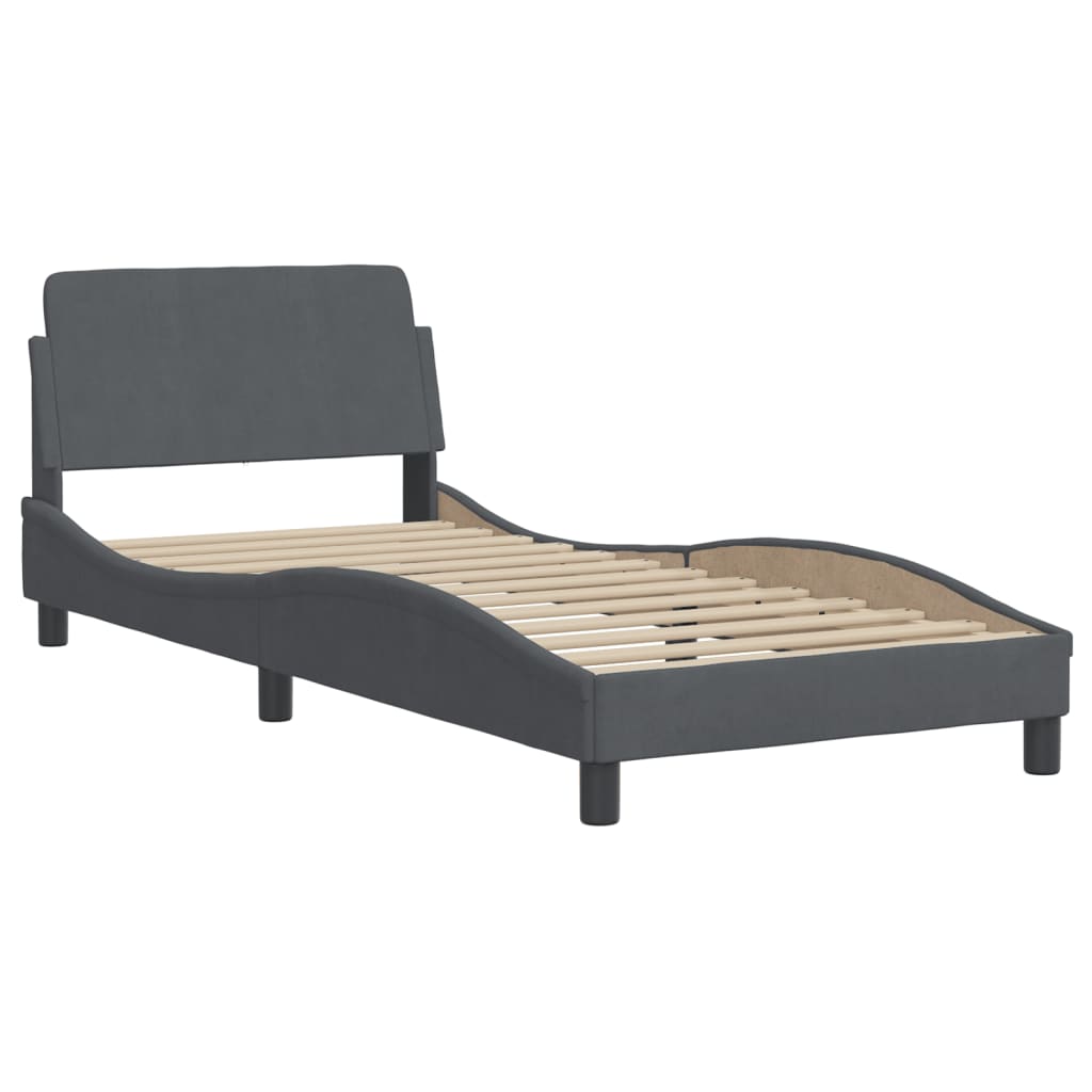 Bett mit Matratze "Hanko" Hellgrau 80x200 cm Samt