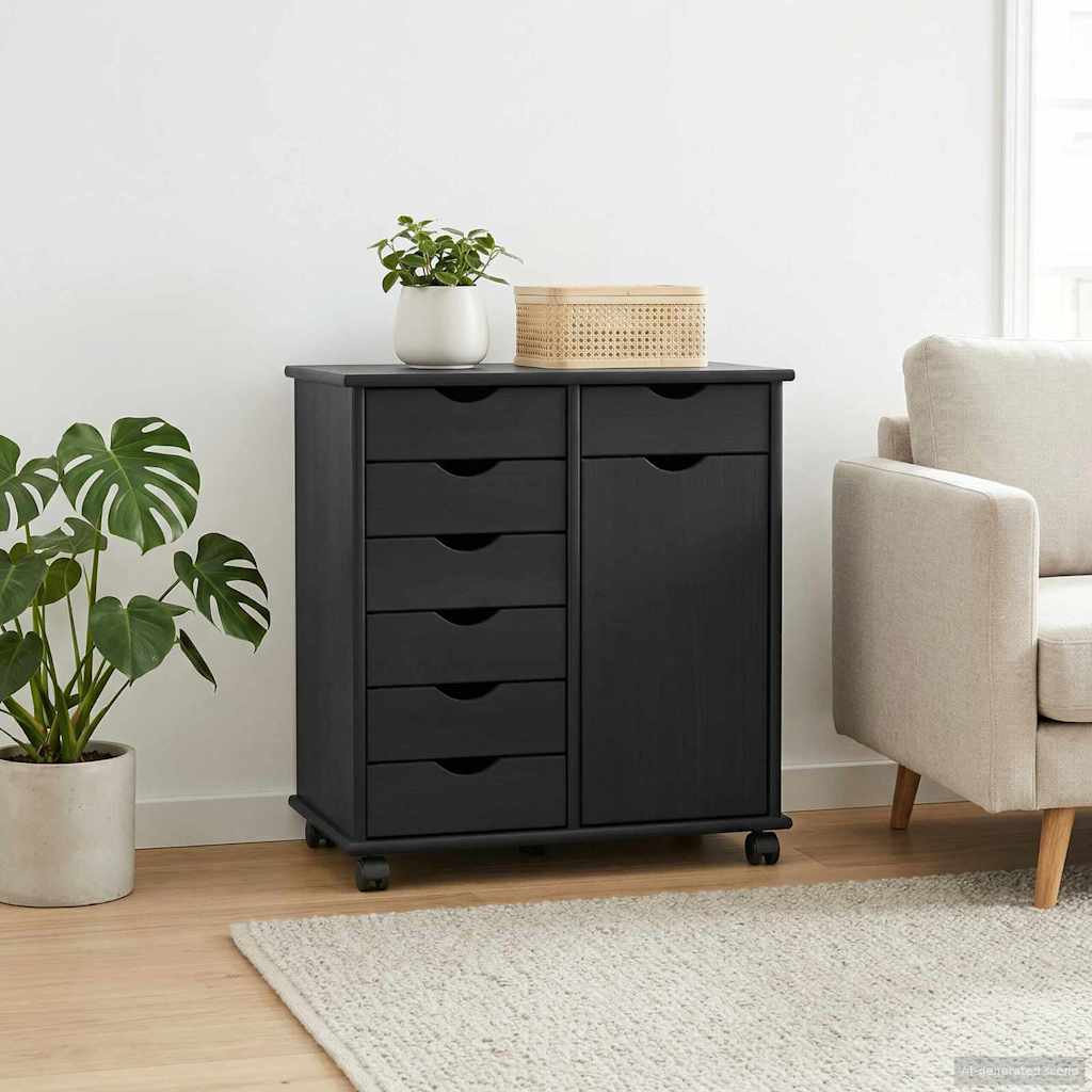 Rollschrank Honigbraun 63,5 x 39 x 65,5 cm Massivholz Kiefer