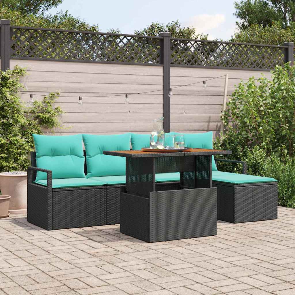 Garten Essgruppe mit Kissen 6 pcs Grau und Marineblau
