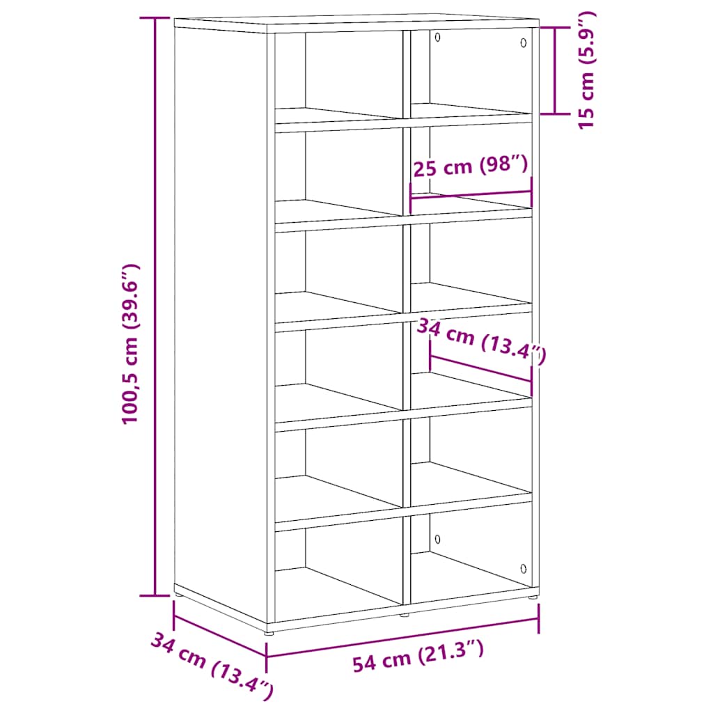 Schuhregal Weiß 54x34x100,5 cm Holzwerkstoff