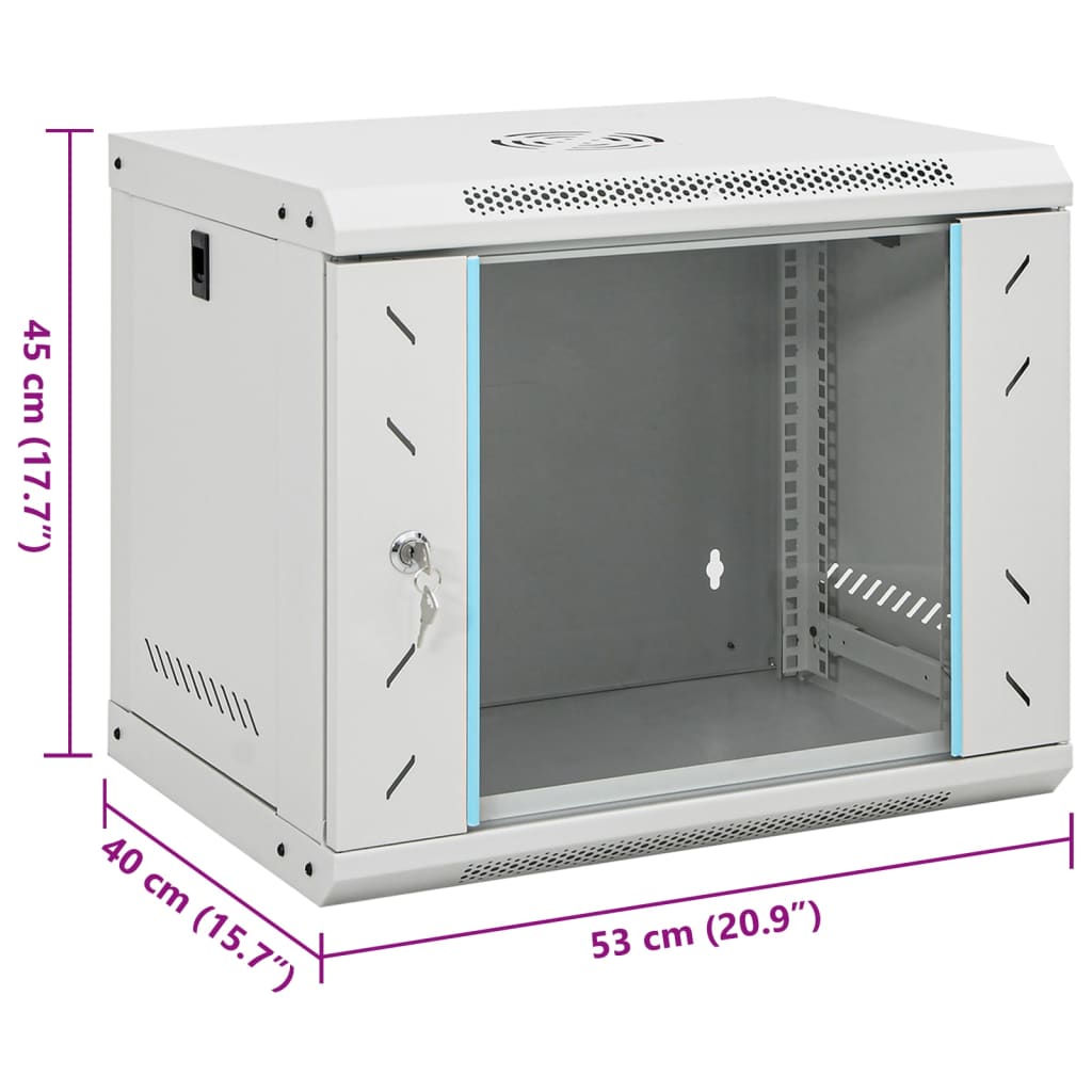 Netzwerkschrank mit Speicher Grau 60 x 45 x 28 cm Stahl