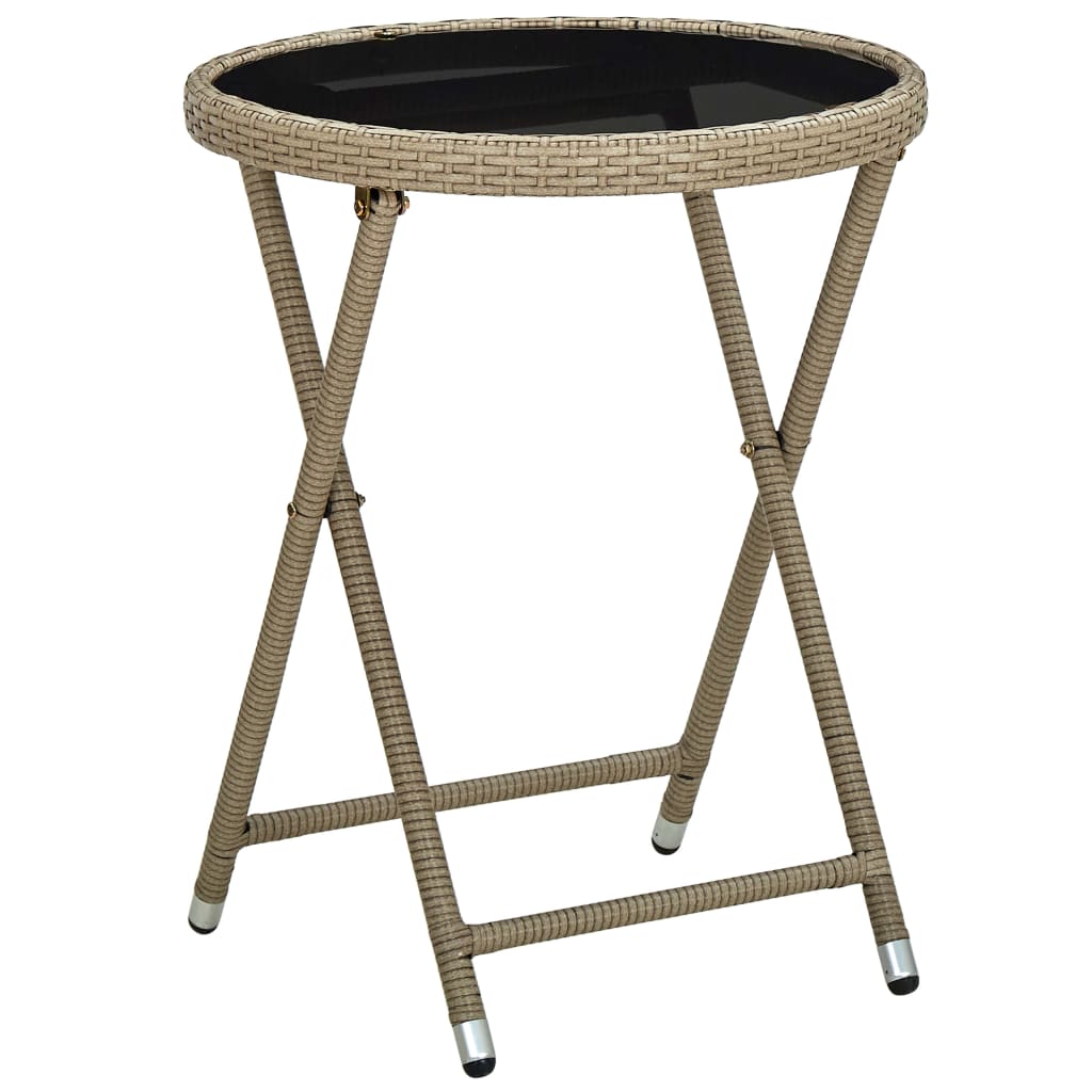 Beistelltisch Braun 60 cm Poly Rattan und Hartglas