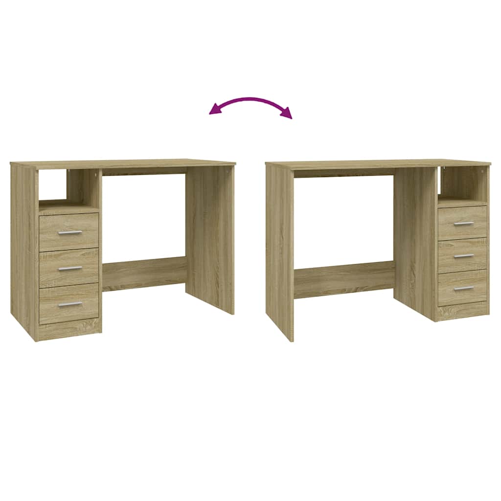 Schreibtisch mit Schubladen Weiß 102x50x76 cm Holzwerkstoff