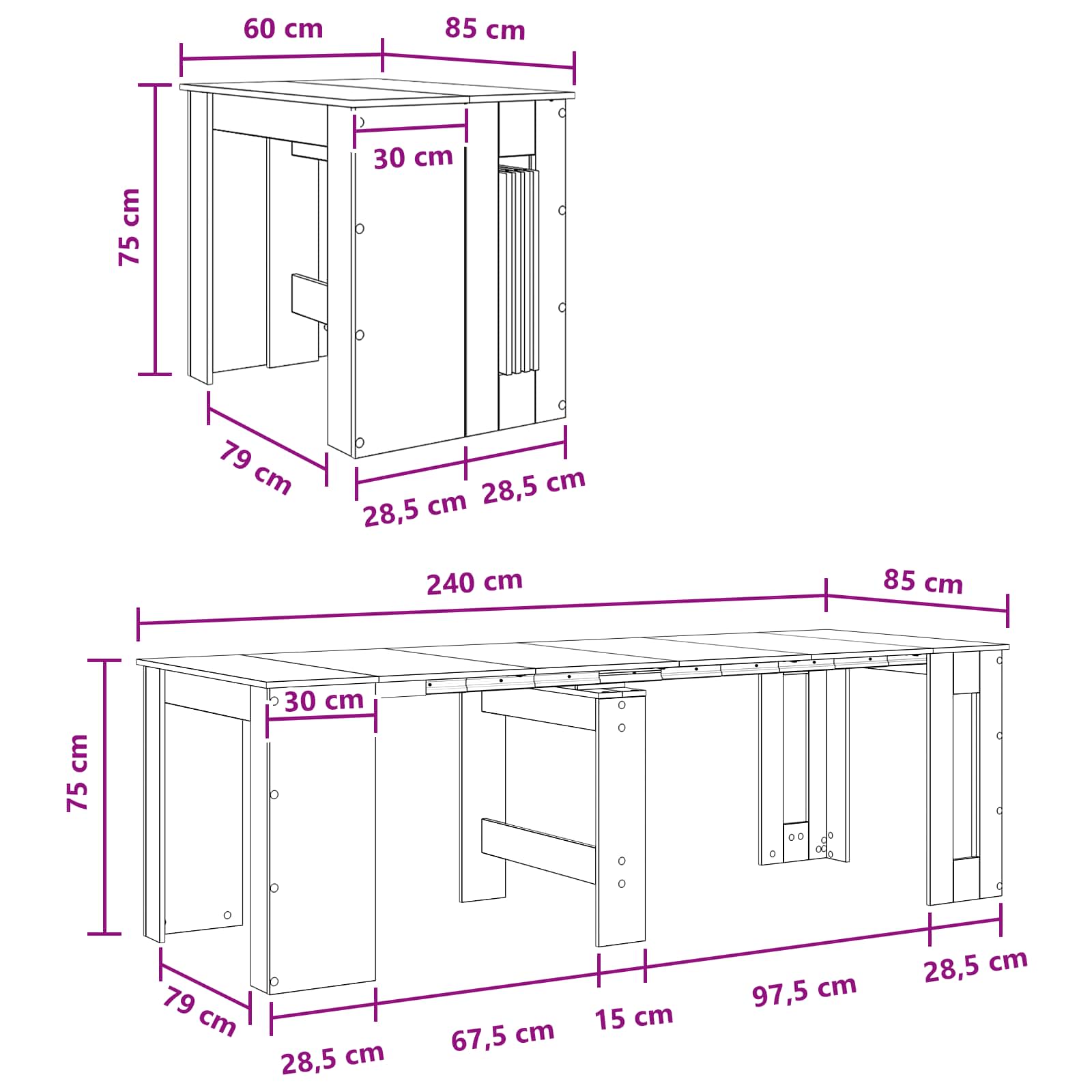 Esstisch 180 x 85 x 75 cm Holzwerkstoff Schwarze Eiche