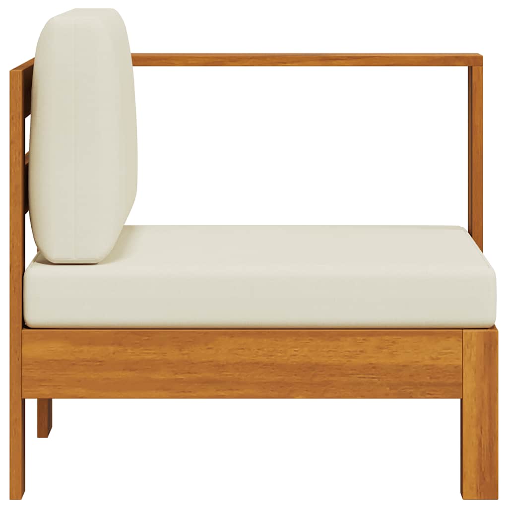 2-tlg. Garten-Lounge-Set mit Cremeweißen Kissen Akazienholz