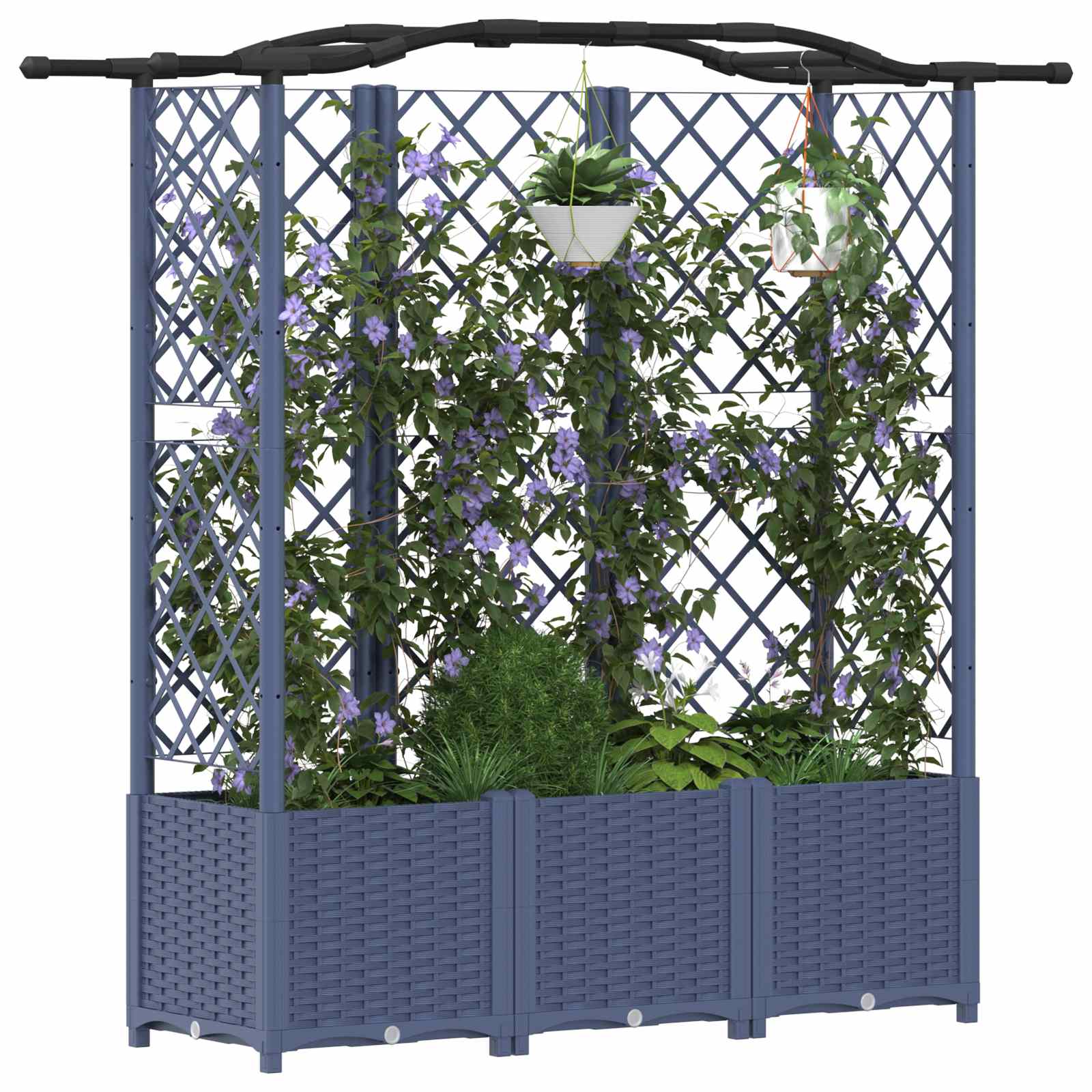 Hochbeet mit Rankgitter und Dach Braun 124 x 40 x 123 cm PP