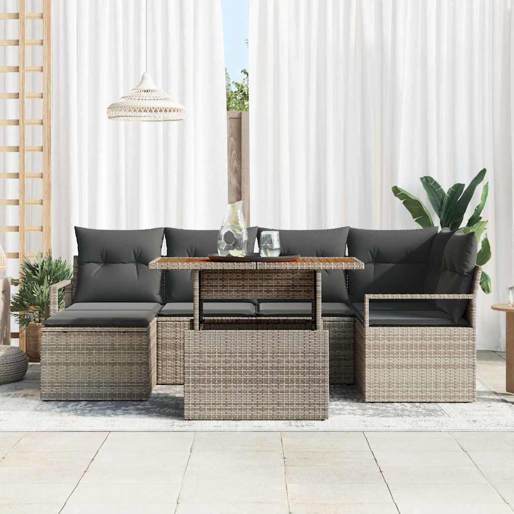 Garten Essgruppe mit Kissen 7 pcs Schwarz und Creme