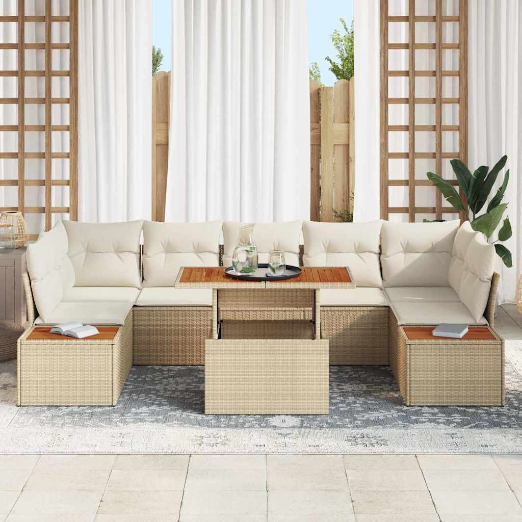 Garten Essgruppe mit Kissen 8 pcs Schwarz und Beige