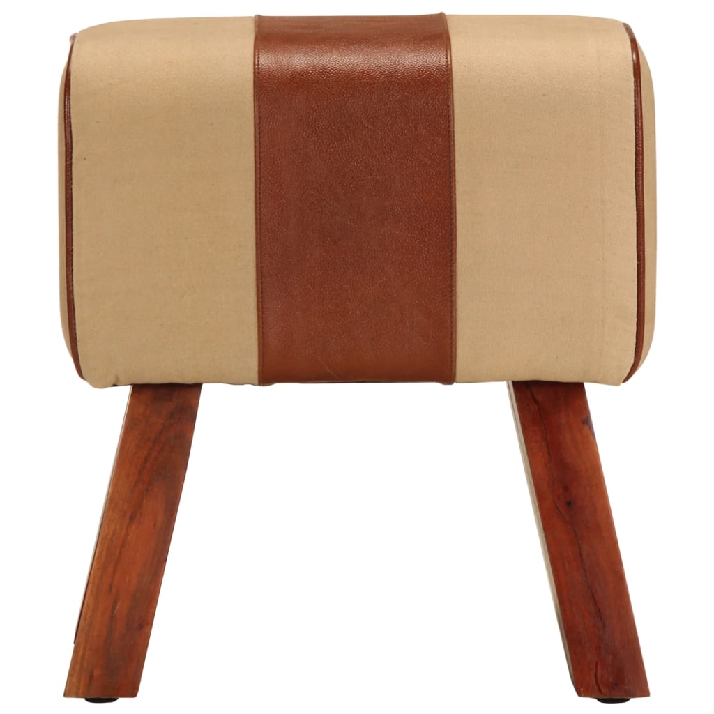 Bank Turnbock-Design 160cm Braun Echtleder Massivholz Akazie