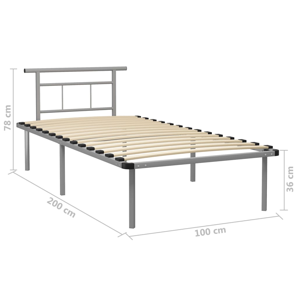 Bettgestell Grau Metall 90x200 cm