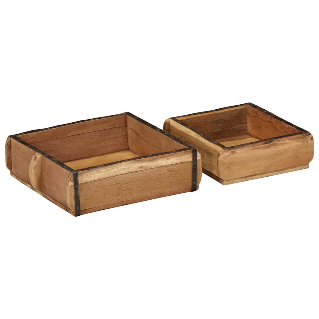 Tablett Braun 30 x 15 x 9 cm Massives upgecyceltes Holz