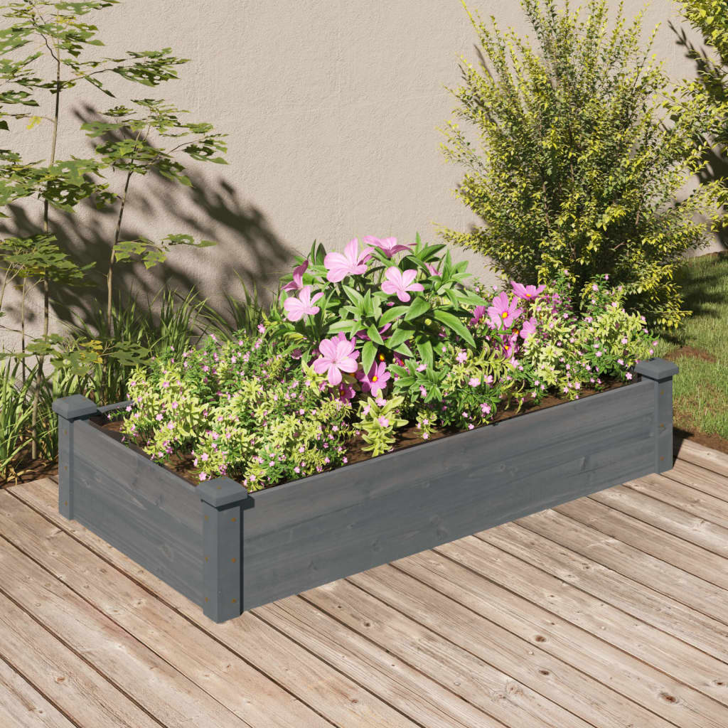 Hochbeet mit Einsatz Grau 120x45x25 cm Massivholz Tanne