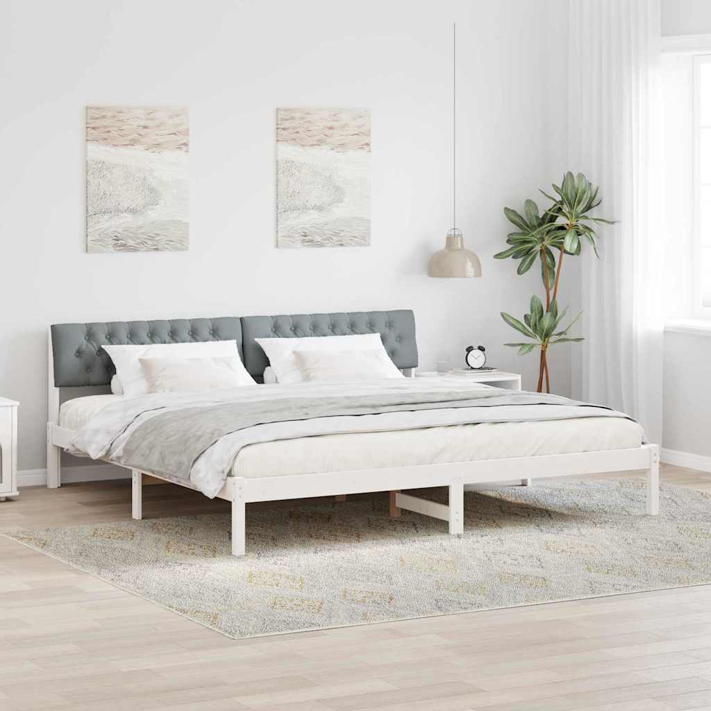Bettgestell Braun und hellgrau 200 x 200 cm Massivholz Kiefer