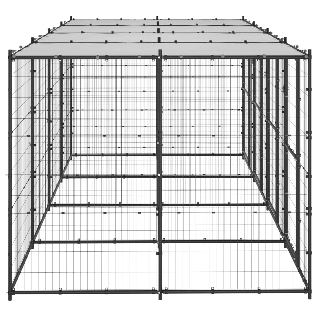Outdoor-Hundezwinger Stahl mit Überdachung 110x220x180 cm