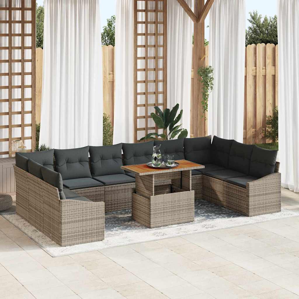 Garten Essgruppe mit Kissen 11 pcs Schwarz und Creme