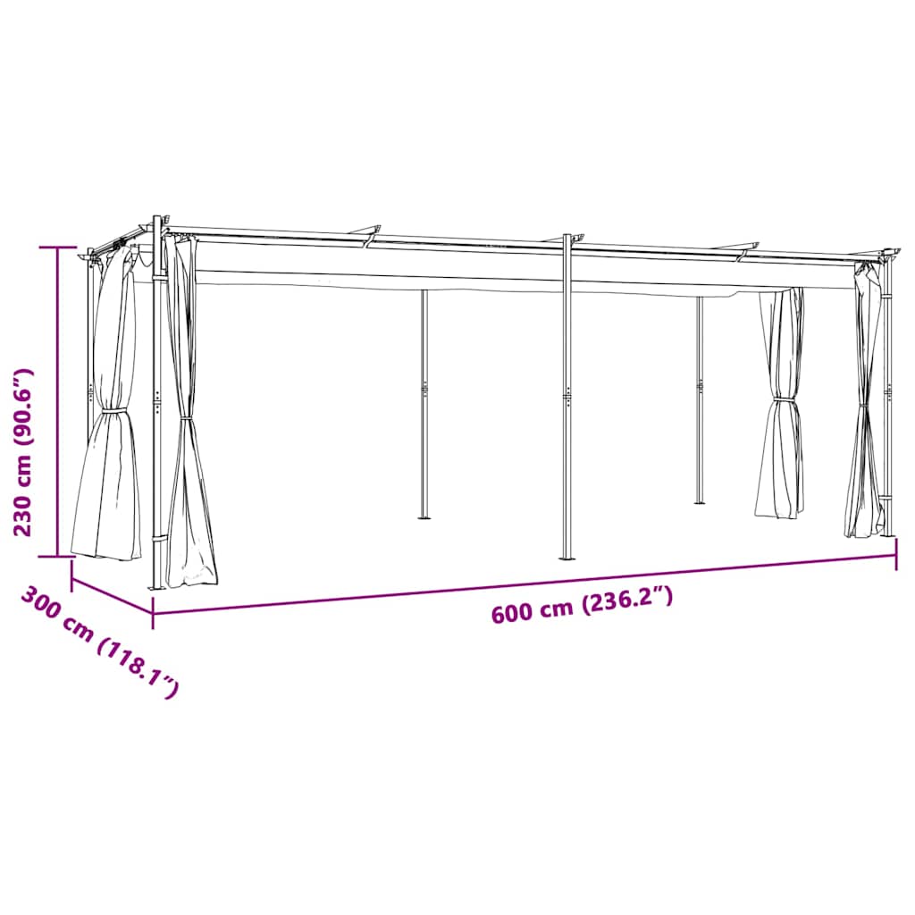 Pavillon mit Vorhängen 3x3 m Taupe Stahl