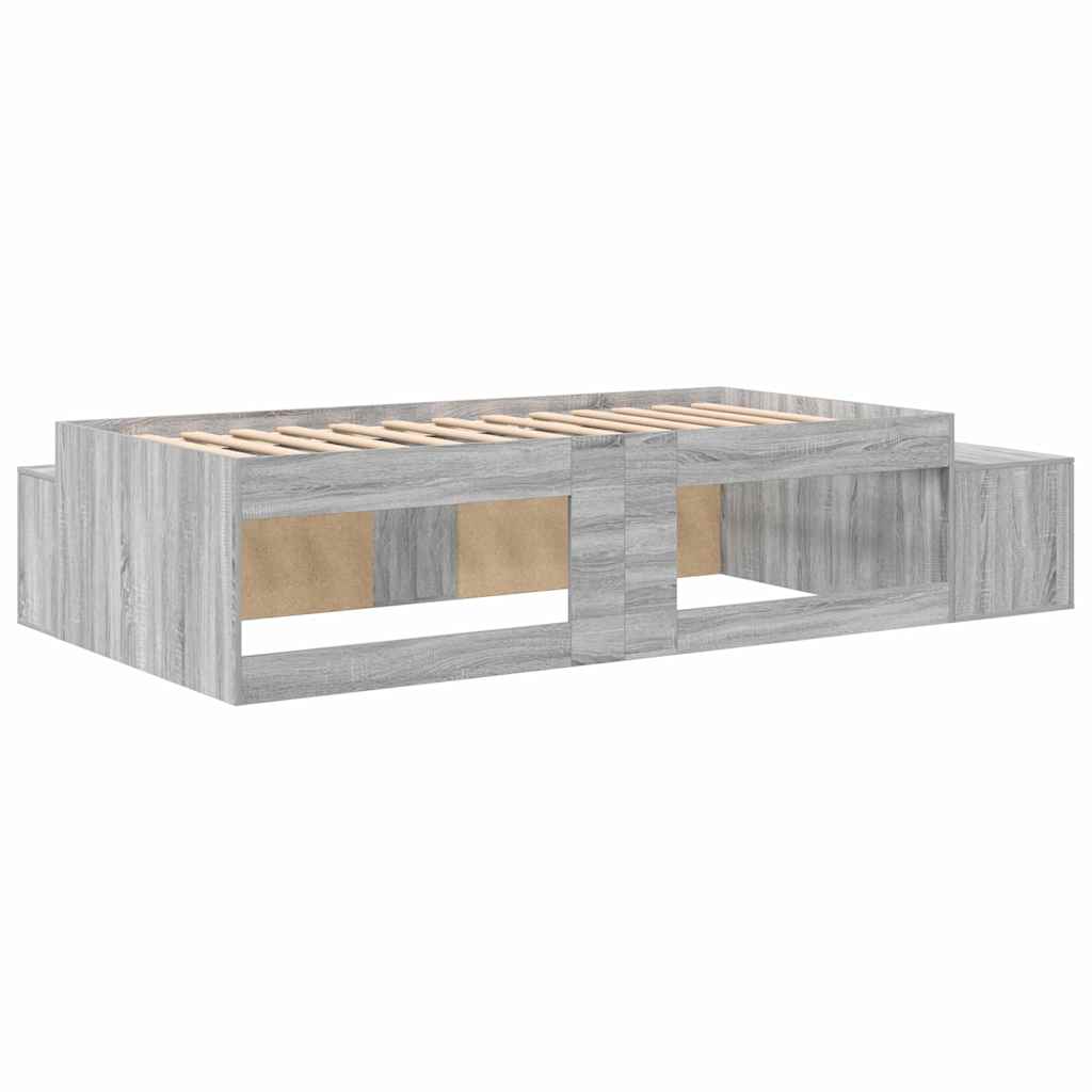 Aufbewahrungsbettgestell mit Speicher Weiß 80 cm Holzwerkstoff