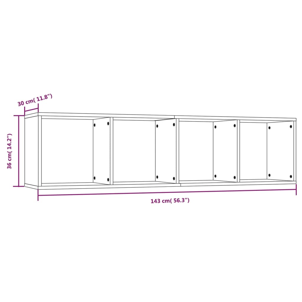 Bücherregal/TV-Schrank Weiß 143×30×36 cm