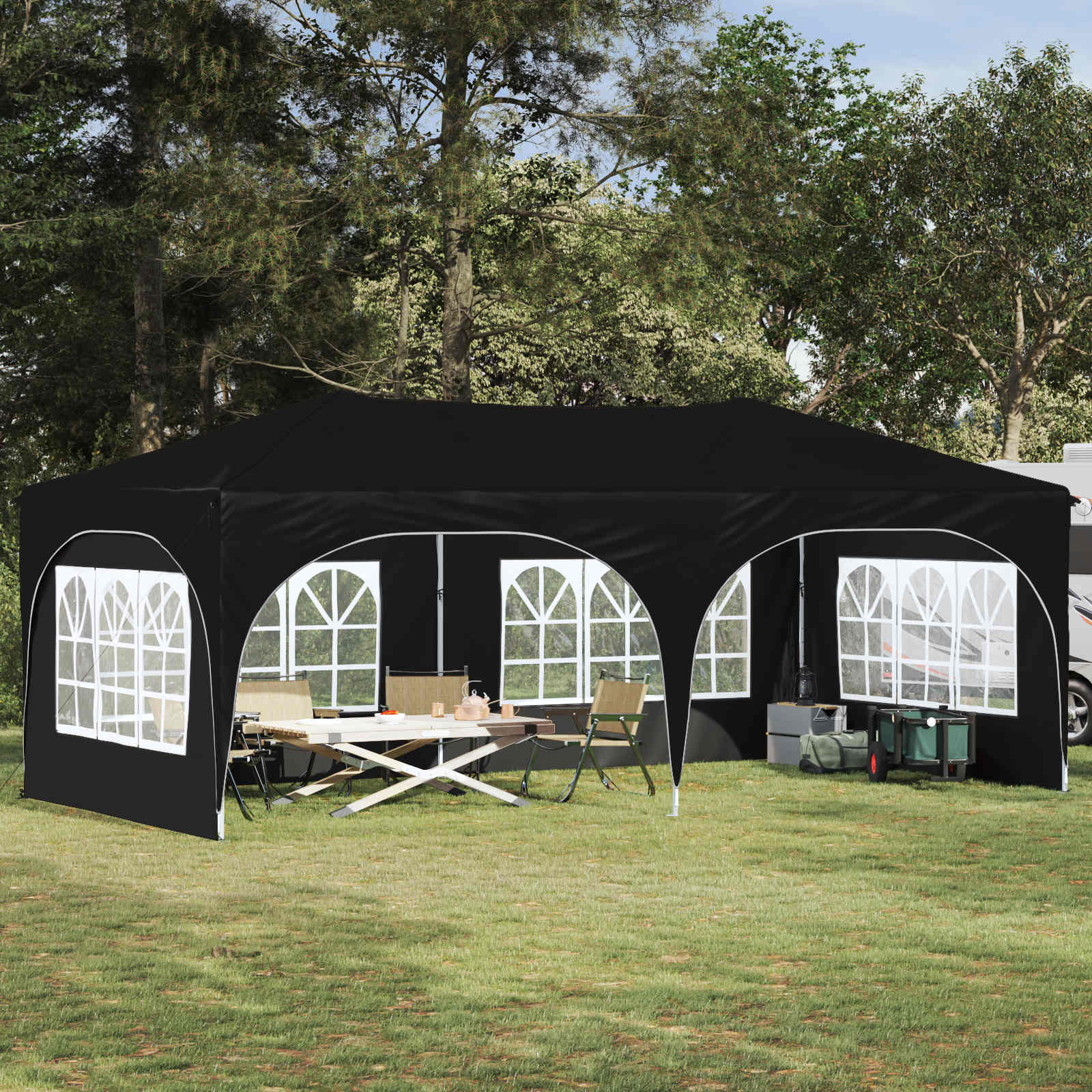Pop-up Partyzelt 575 x 288 x 245 cm Creme Oxford-Stoff