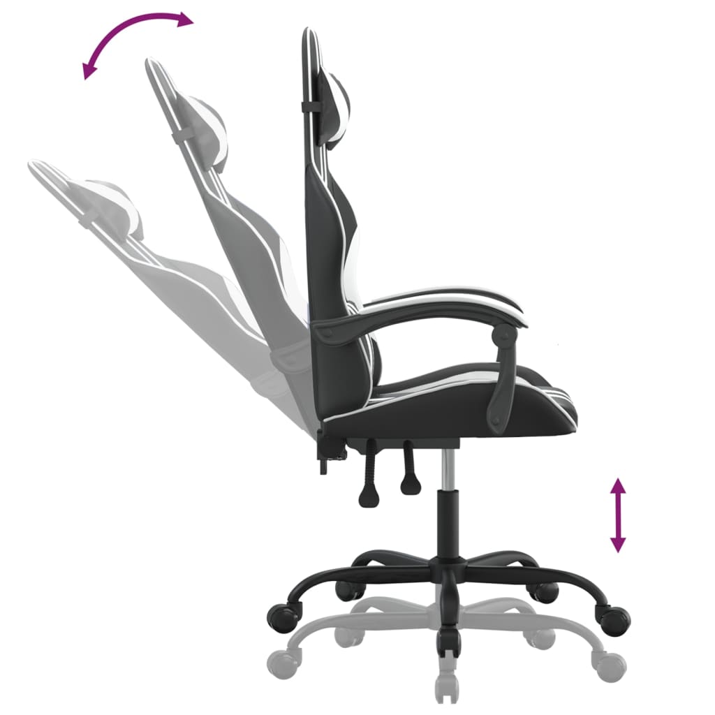 Gaming-Stuhl Drehbar Schwarz und Blau Kunstleder