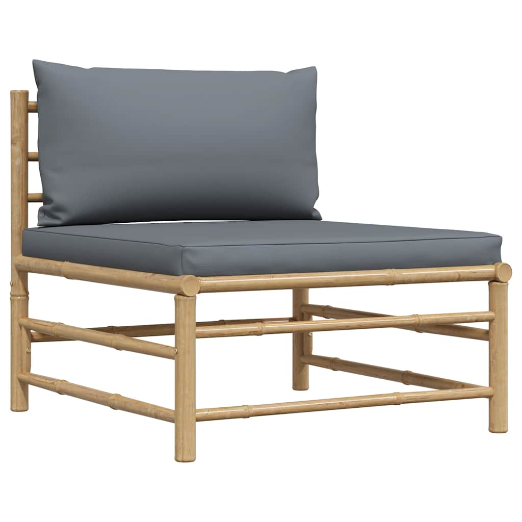 3-tlg. Garten-Lounge-Set mit Kissen Bambus