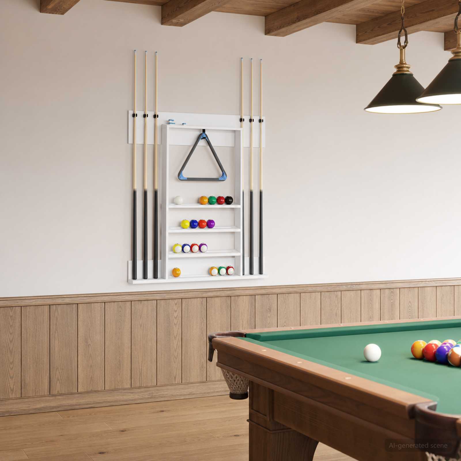 Billardqueue-Ständer Holzwerkstoff 93 x 12 x 103 cm Weiß