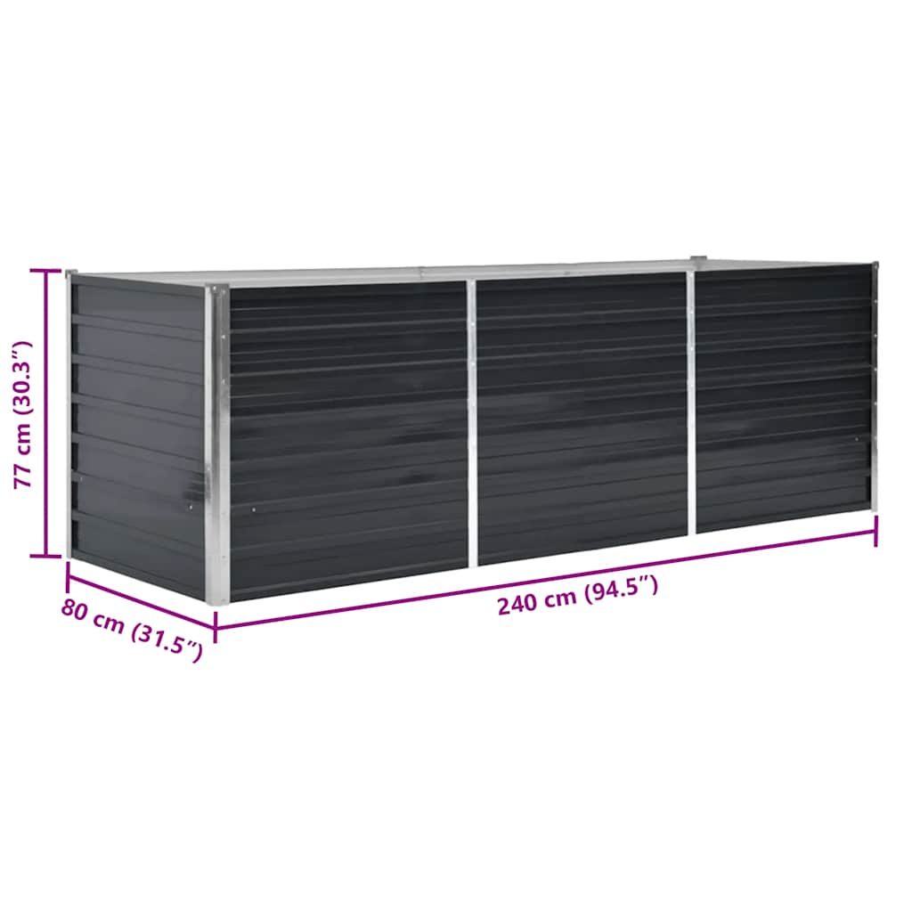 Hochbeet Anthrazit 160 x 80 x 77 cm Verzinkter Stahl