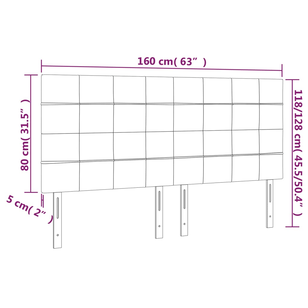 Kopfteil Hellgrau 80x5x118/128 cm Samt