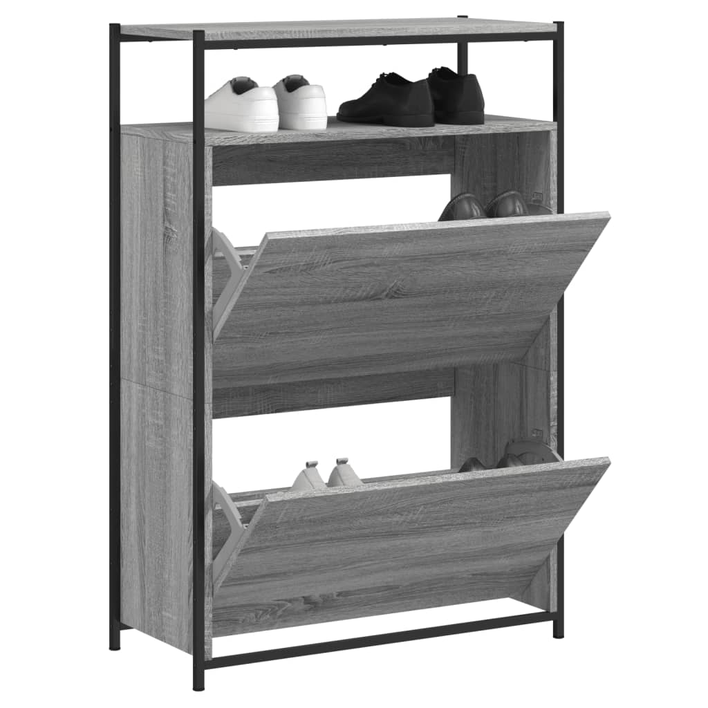 Schuhschrank mit 4 Klappen Sonoma-Eiche 100x34x112 cm