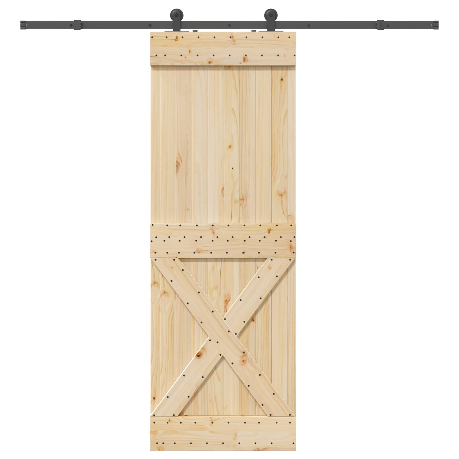 Schiebetür NARVIK Natürlich und Schwarz 70 x 210 cm (213,5 cm)
