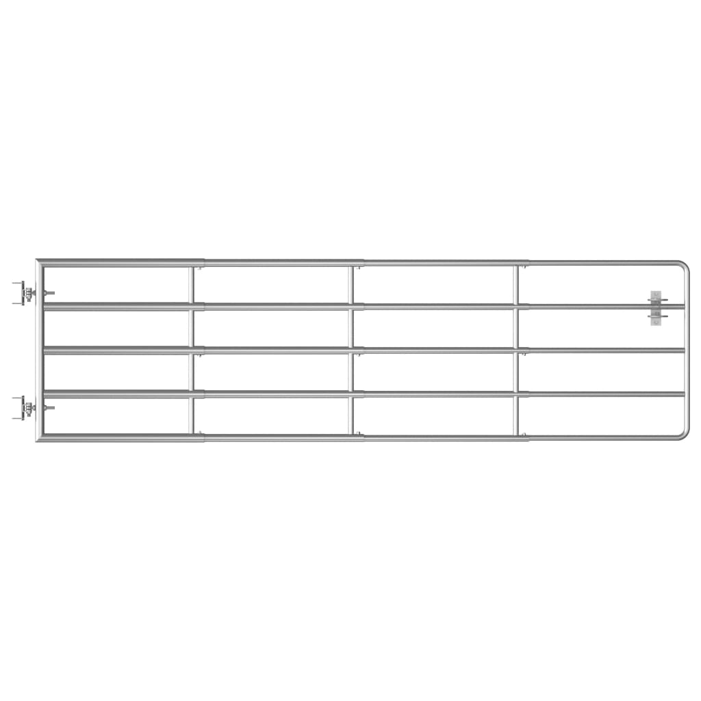 5-Rohr-Weidetor Stahl (95-170)×90 cm Silbern