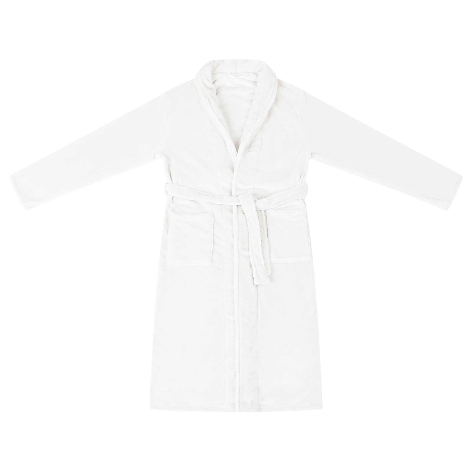 Bademantel ohne Kapuze Beige S Flanell