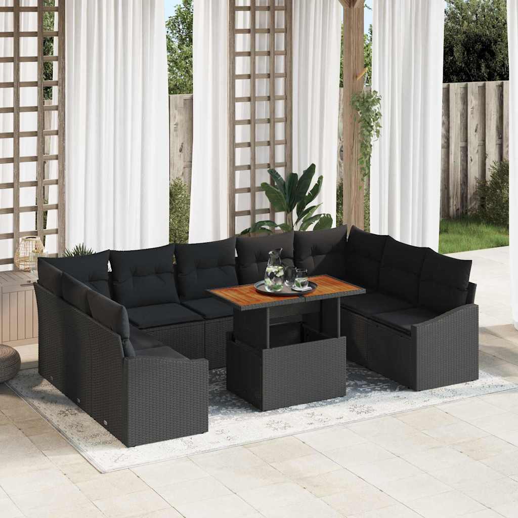 Garten Essgruppe mit Kissen 10 pcs Schwarz und Creme