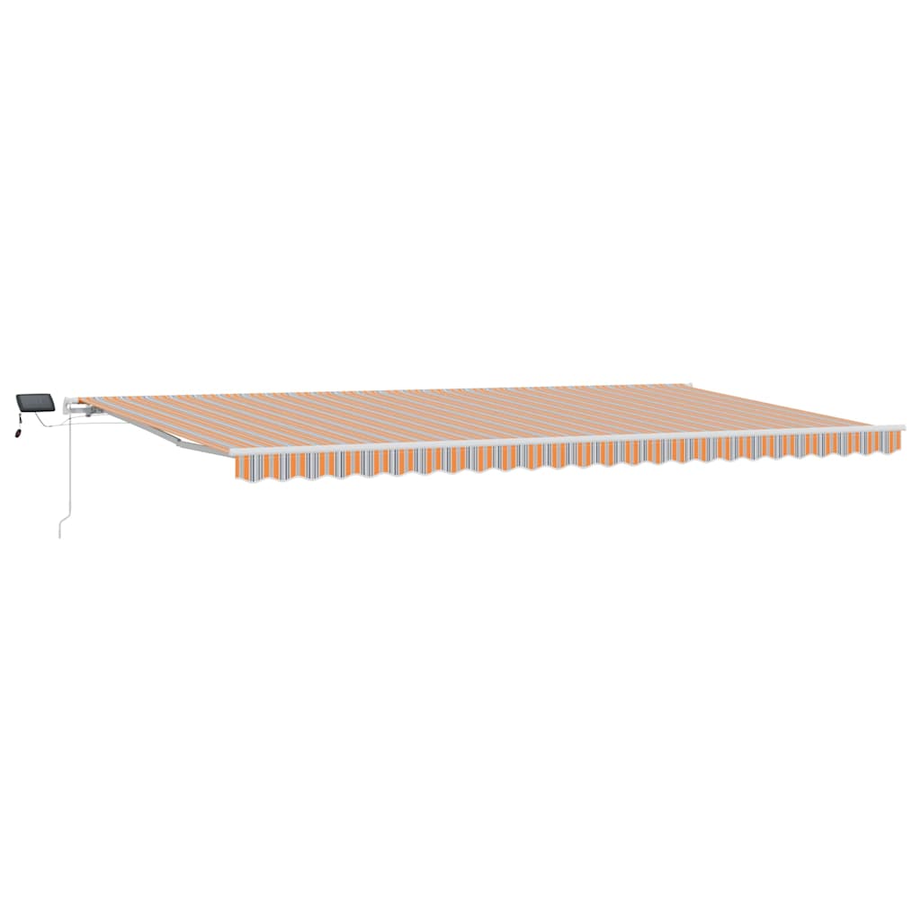 Markise Manuell Einziehbar mit LED 300x250 cm Blau und Weiß