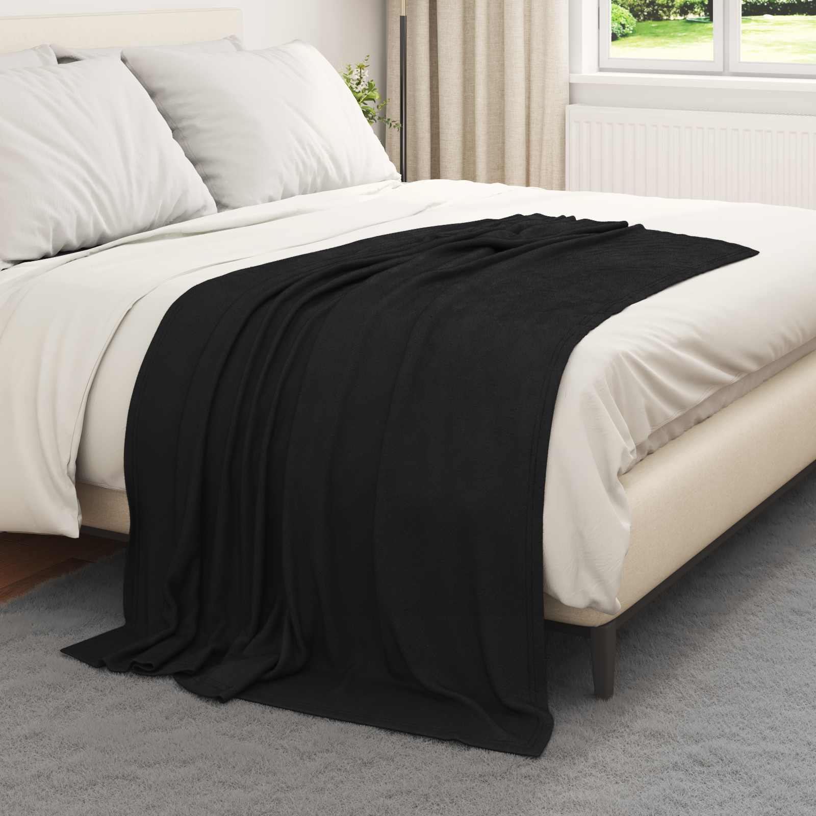 Überwurfdecke Beige 170 x 130 cm Fleece