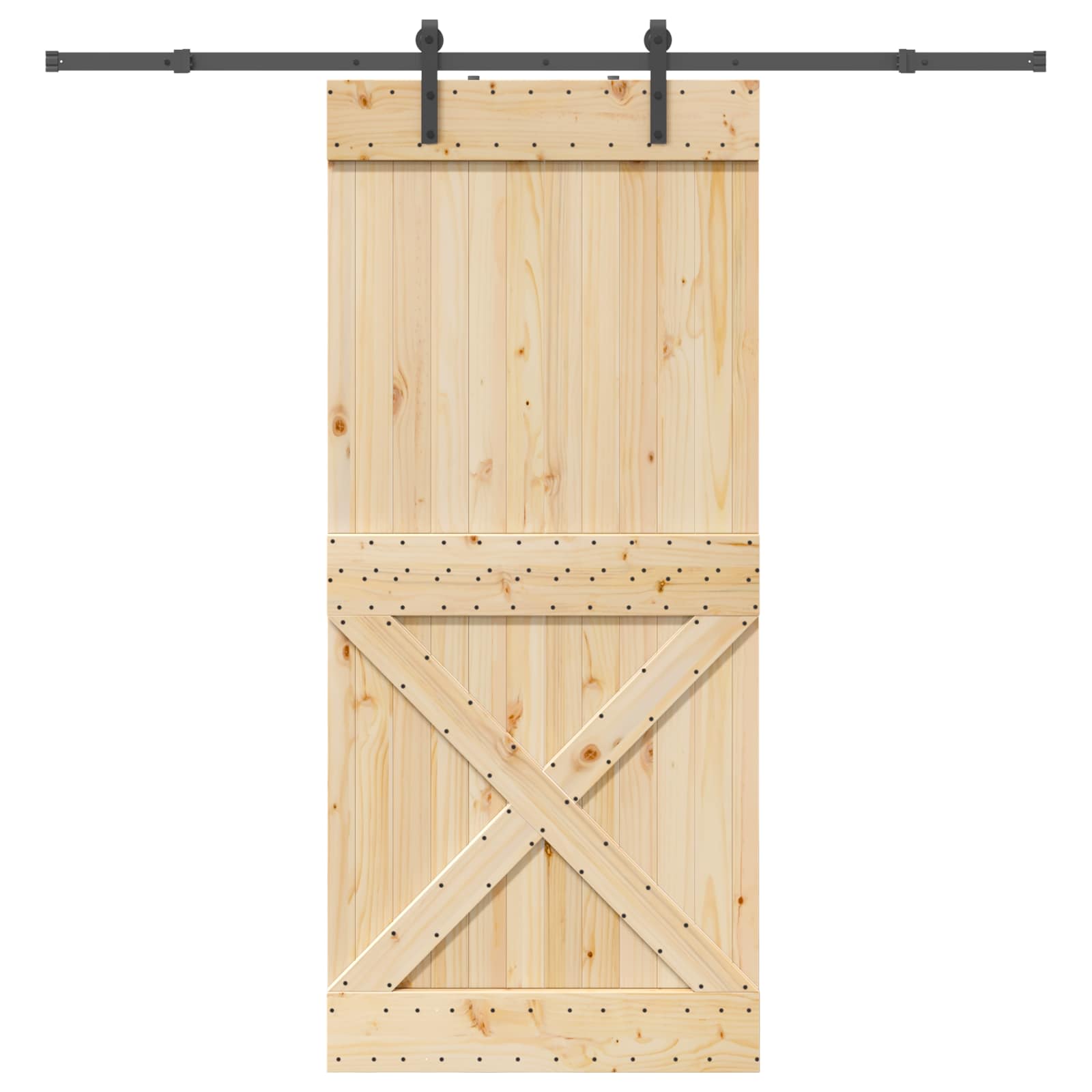 Schiebetür NARVIK Natürlich und Schwarz 70 x 210 cm (152,5 cm)