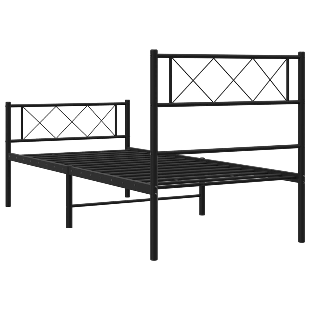 Bettgestell mit Kopfteil Metall Schwarz 100x190 cm