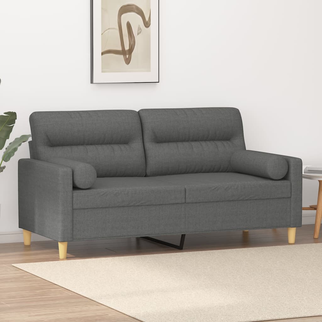 2-Sitzer-Sofa mit Zierkissen Braun 120 cm Stoff