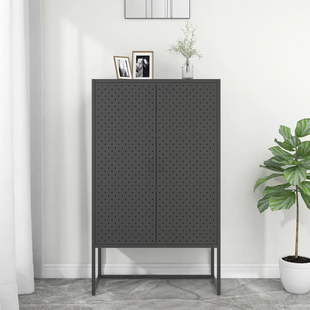 Highboard Weiß 80x35x135 cm Stahl