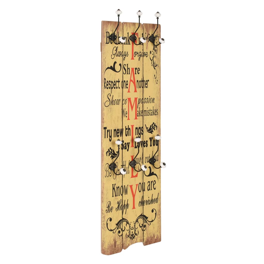 Wandgarderobe mit 6 Haken 120 x 40 cm "HOME IS