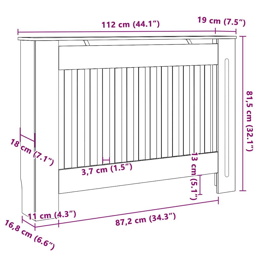 Holzwerkstoff Heizkörper-Abdeckung Heizkörperverkleidung 112 cm, weiß