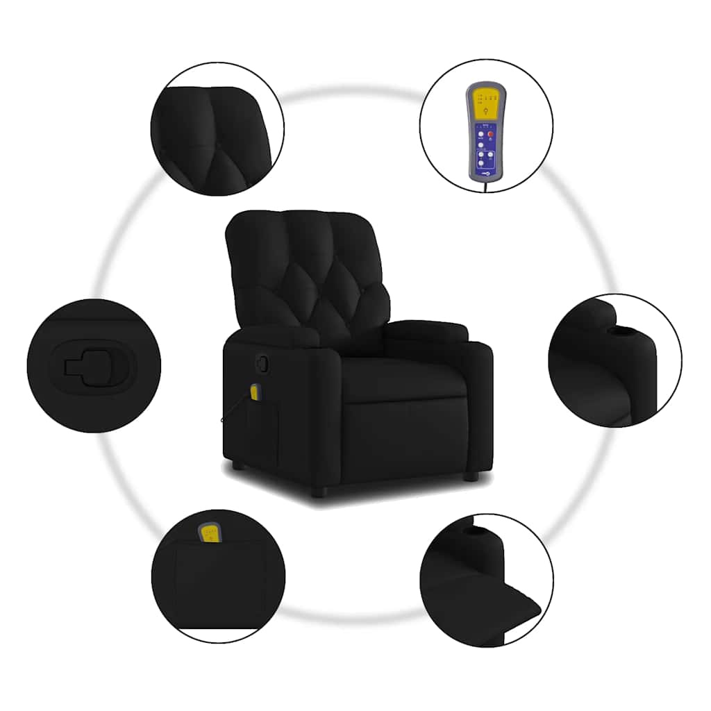 Massage-Relaxsessel, Kunstleder, Schwarz