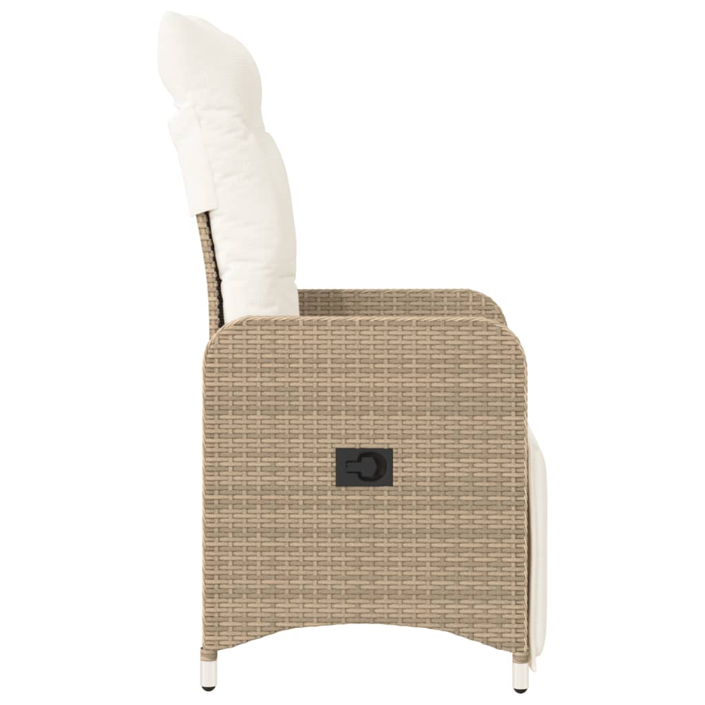Gartensessel Verstellbar mit Kissen Schwarz Poly Rattan