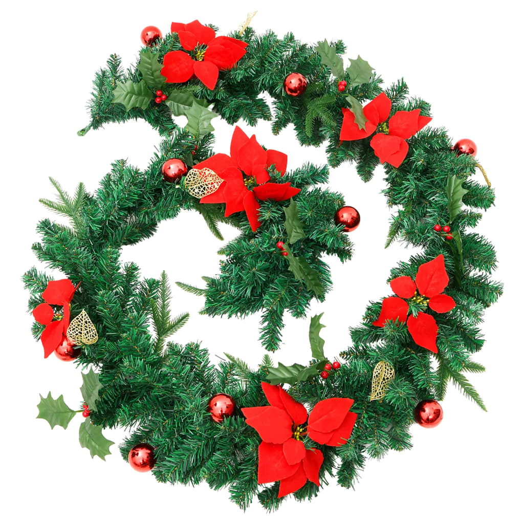 Weihnachtsgirlande mit LED-Lichtern Grün 2,7 m PVC