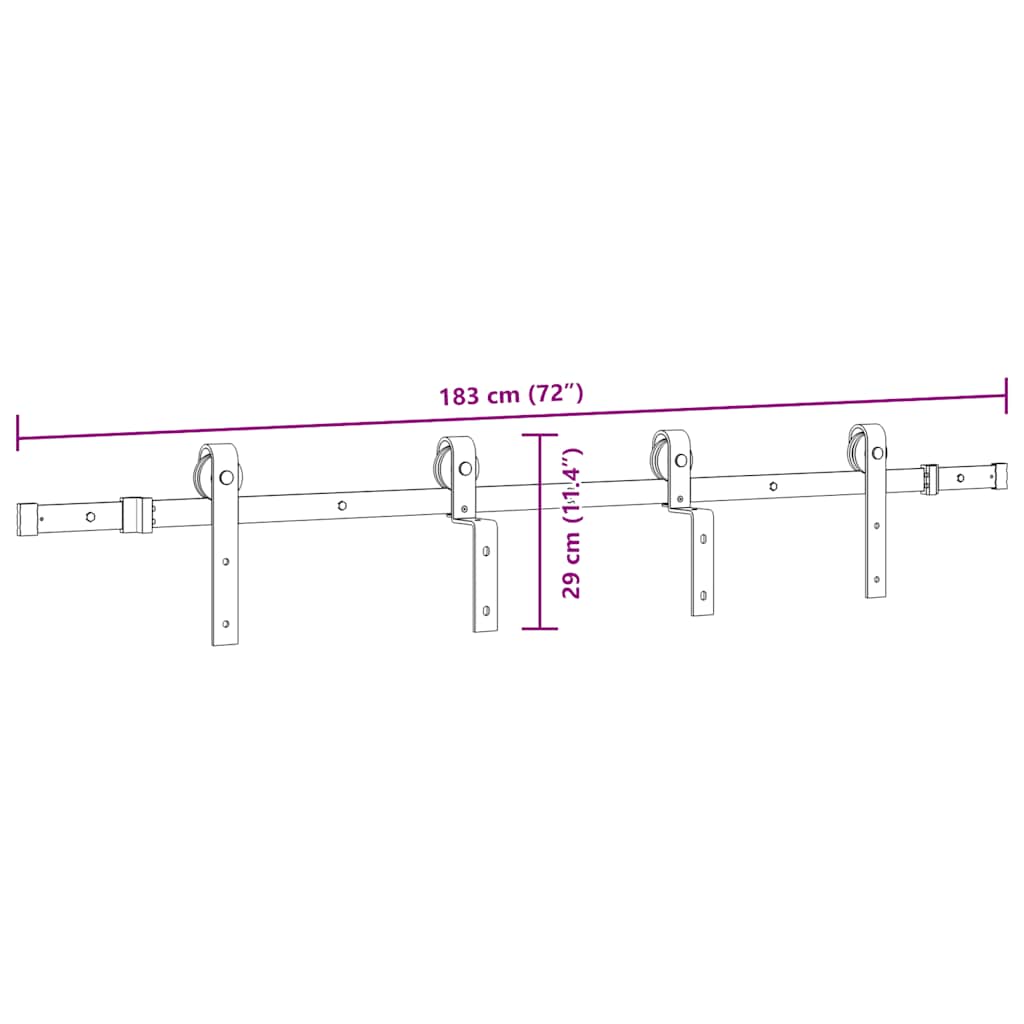Schiebetürbeschlag-Set 183 cm Stahl Schwarz