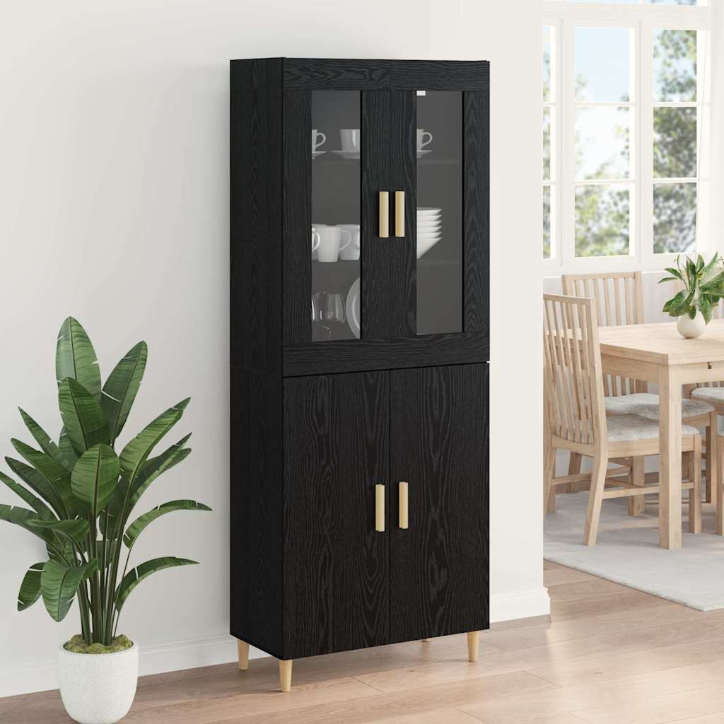 Highboard Altholz 69,5 x 34 x 180 cm Engineered Wood und Glas