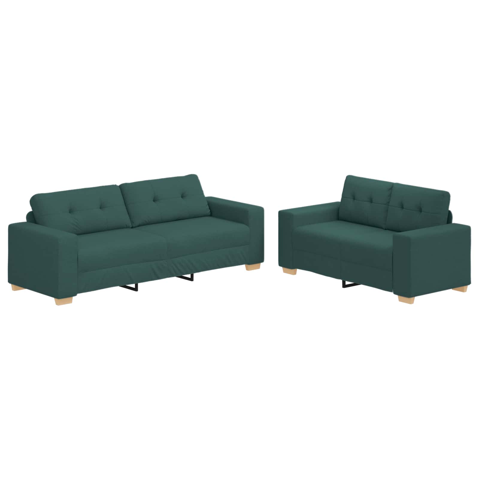 2-teiliges Sofa-Set mit Kissen, hellgrauer Stoff