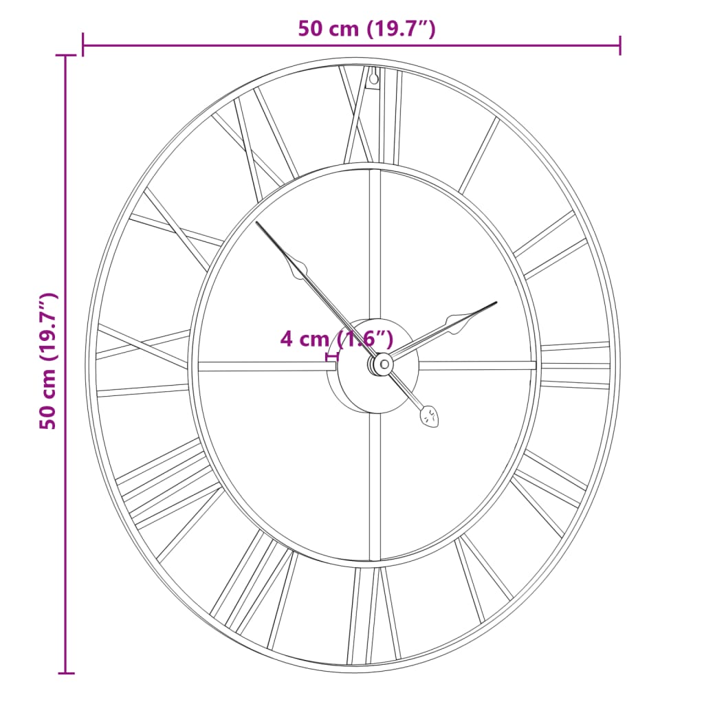 Wanduhr Metall 40 cm Golden