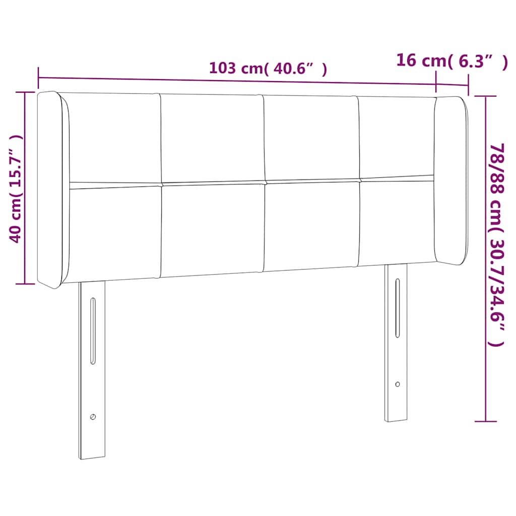 Kopfteil mit Ohren Dunkelblau 93x16x78/88 cm Samt
