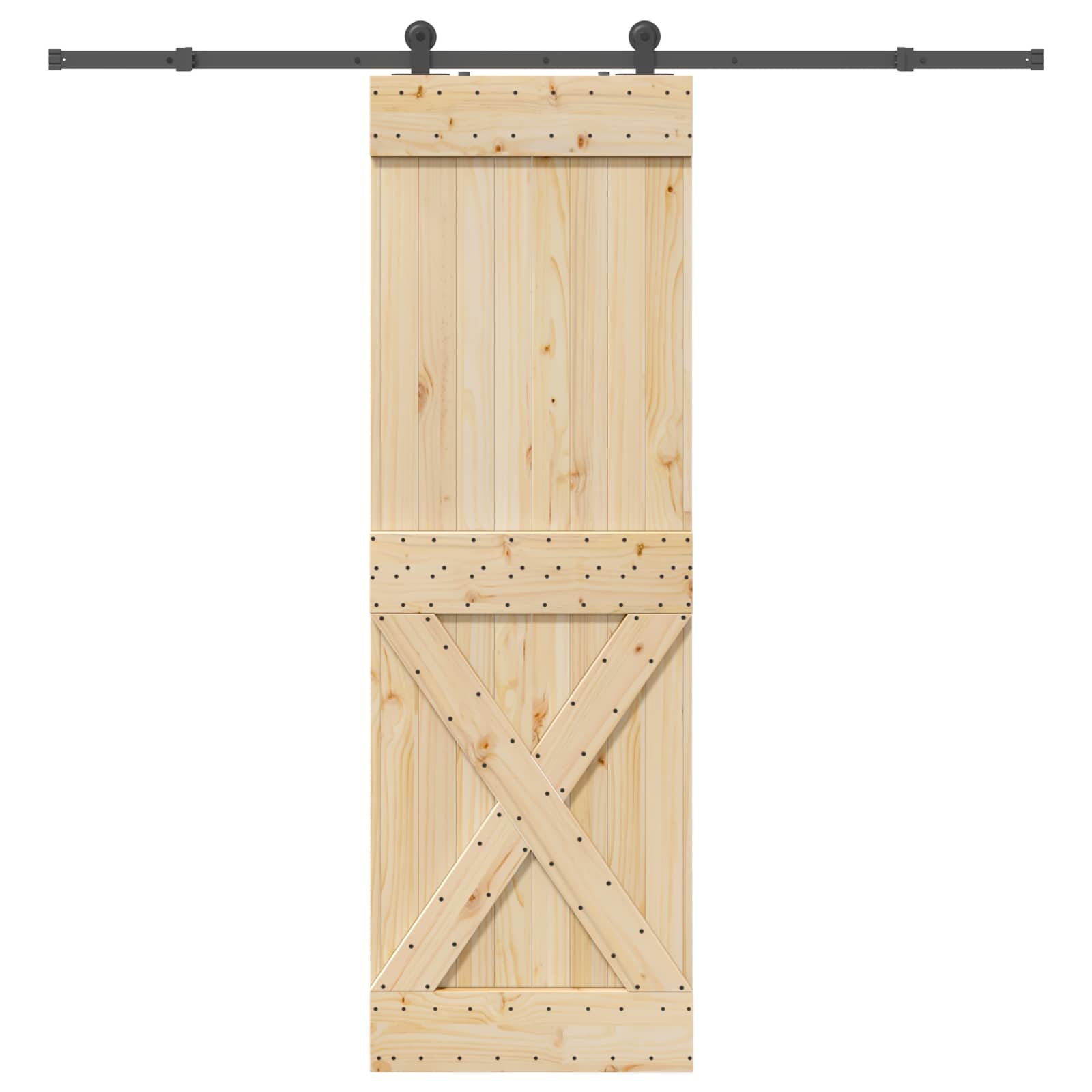 Schiebetür NARVIK Natürlich und Schwarz 70 x 210 cm (213,5 cm)